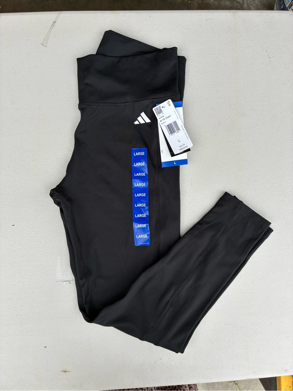 adidas Black High-Waist Performance Leggings with Logo